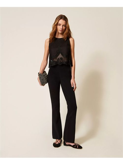 Top in lino con pizzo TWINSET | TT2182/00006